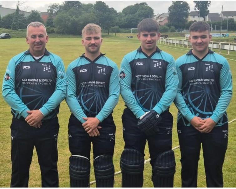 The Phelps cricketing quartet - Jamie. Aled, Rhys and Owen